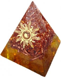 オルゴナイト ピラミッド モリオン 太陽 チャーム 水晶 置物 (シトリン)