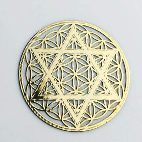 六芒星&フラワーオブライフ 金属製 ステッカー シール