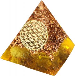 フラワーオブライフ オルゴナイト ピラミッド (シトリン)