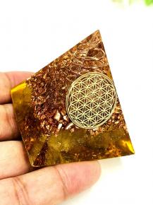 フラワーオブライフ オルゴナイト ピラミッド (シトリン)