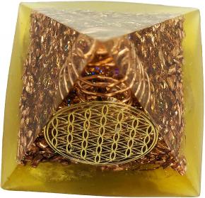 フラワーオブライフ オルゴナイト ピラミッド (シトリン)