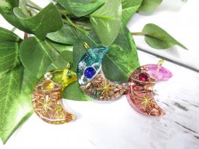 三日月 星 オルゴナイト ペンダント バックチャーム 2WAY