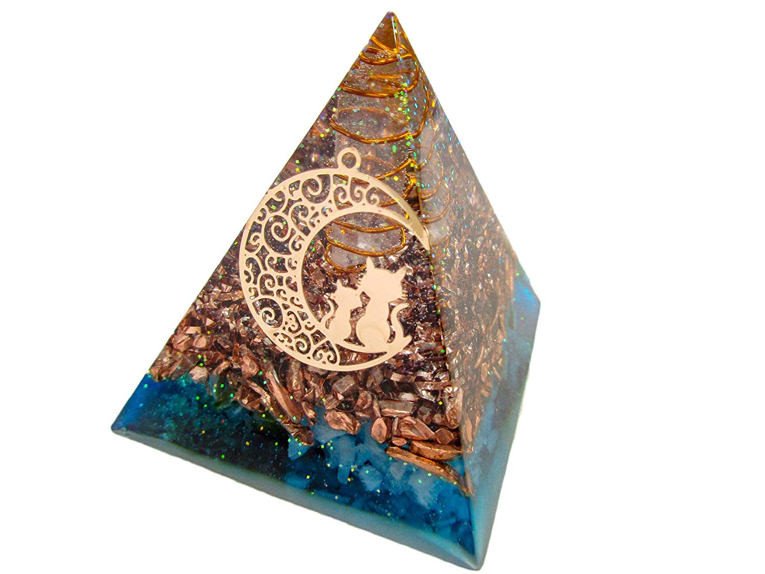 オルゴナイト ピラミッド 月 ネコチャーム 天然石